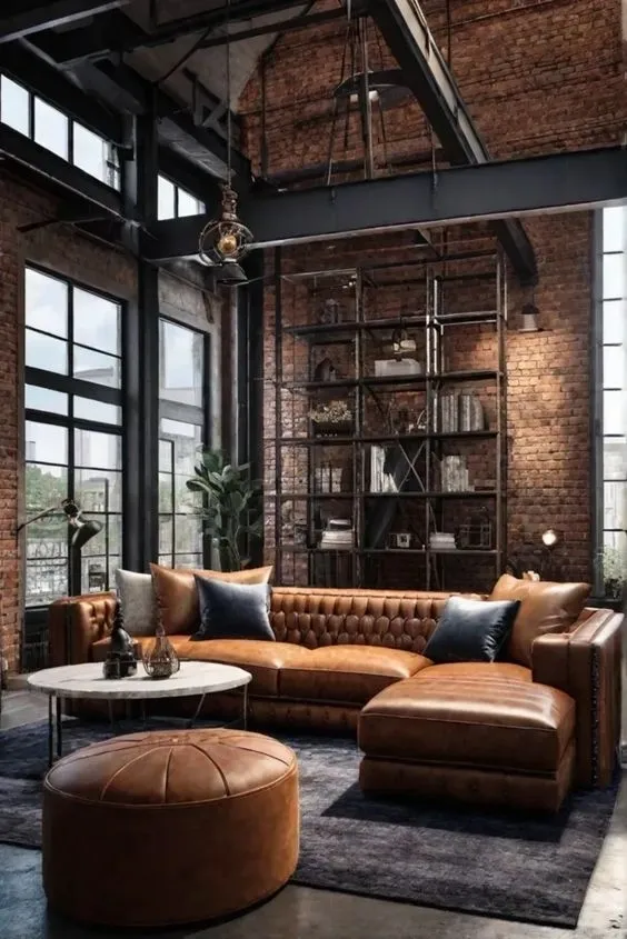 Modern industrial living room design concept